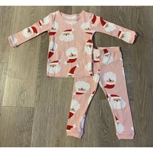 Carter's Girl’s Size 12 Months Pink Pajama Set With Santa Claus Print